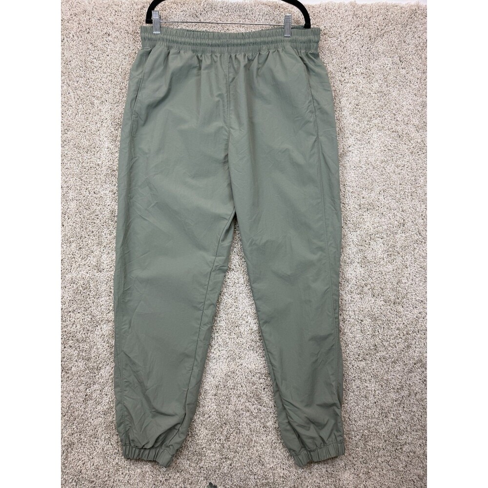 Reebok Womens XL Green Woven Track Pants Recycled Nylon Joggers NWT Athletic Gym